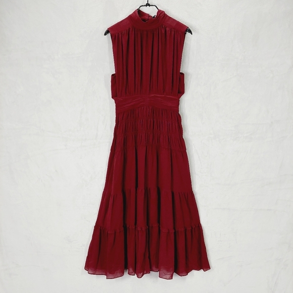 New 10 Crosby Derek Lam JUNIA ROUCHED SLEEVELESS MIDI DRESS P4740 - Picture 2 of 12